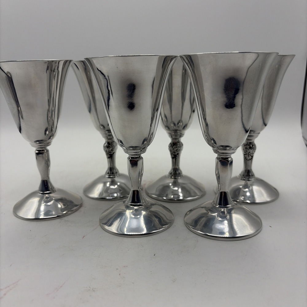 Set 6 Alastor Silverstone Spain Silverplate Wine Goblets Chalice Glasses